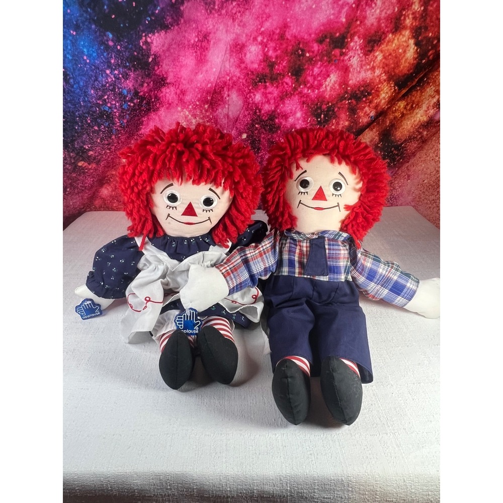 Vintage Applause Raggedy Ann and Andy 17" Plush Doll Set NWT 1991 Johnny Gruelle
